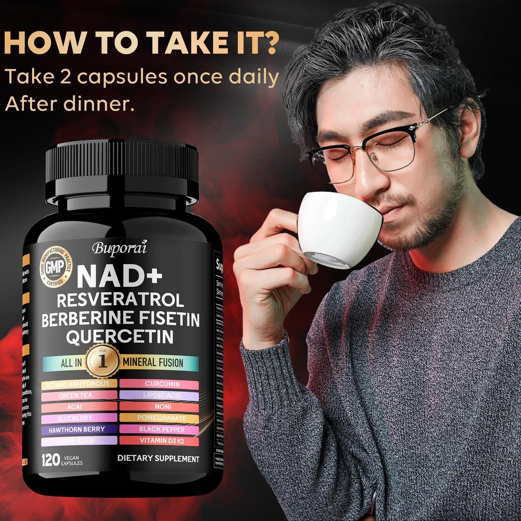 Liposomal NAD Supplement. Longevity Formula NMN Supplement Alternative. 120CT Advanced NAD+ Resveratrol