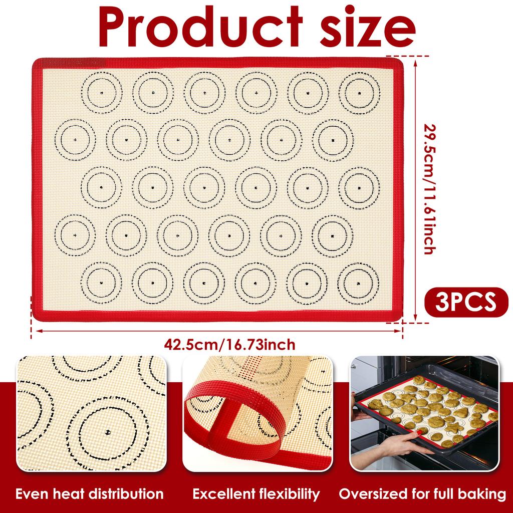 Macaron Silikon Bakmatta Non-Stick Ugnsplåtsfoder Bageriverktyg Kaka Ugnsunderlägg för Kaka /Bröd/ Macaron Baktillbehör