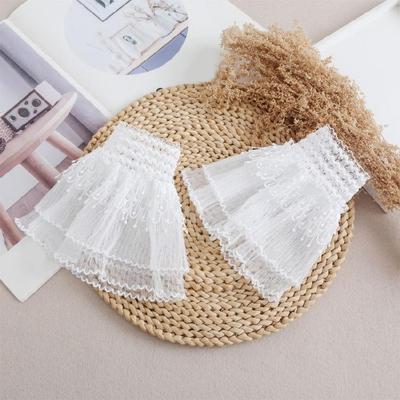Lace Arm Sleeves Wrist Cuffs Double Layer Flower Decorative Faux Sleeves For Women Casual Formal Event Clothing Upgrades