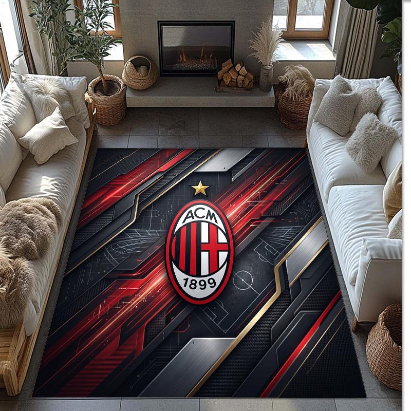 AC Milan Printed Flannel Area Rug Non Slip Soft Polyester Floor Carpet Indoor Decor Mat for Bedroom Living Room Sofa Game Room Home Decoration