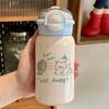 Leak Proof Straw Bottle Cartoon Water Bottle Cute Double Drinking Water Cup  Outdoor