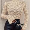 European and American Cross-Border 2026 New Style Sexy Paisley Lace Slim Fit Flared Sleeve Top for Women