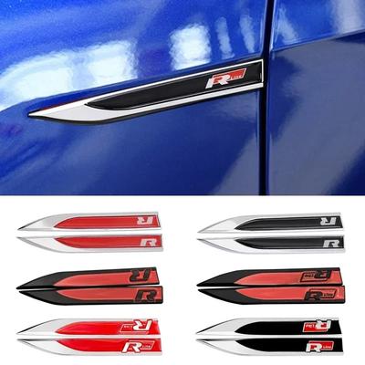 2026 Gorące Dla VW VOLKSWAGEN 2 sztuki Metalowe 3D R line Logo Rline Samochód Błotnik Boczny Skrzydło Emblemat Odznaka Naklejka Dla VW Golf 6 5 7 8 MK7 MK6