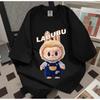 Summer New 2025 Women Labubu Anime Printing Short Sleeved T Shirt Round Neck Daily Fashion Clothes