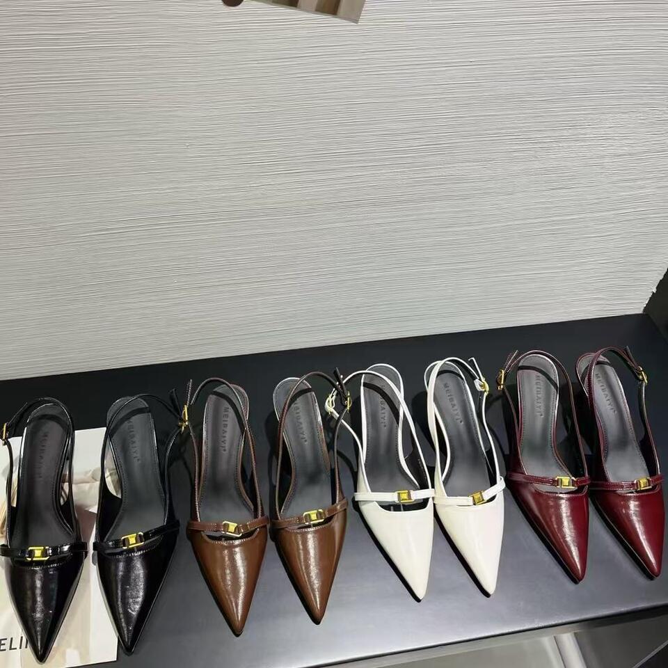 Baotou sandals women's 2025 spring and summer new pointed head empty temperament celebrity French single shoes gentle evening high heels