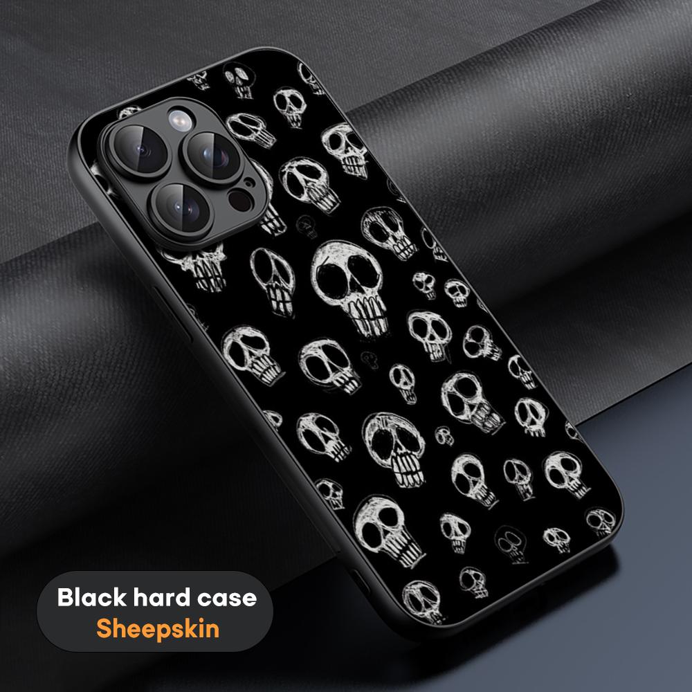 

Cool hip-hop Skull logo poster Phone Case For iPhone 16 15 14 13 12 11 Plus Pro Max Limited Black hard case Sheepskin iPhone 13