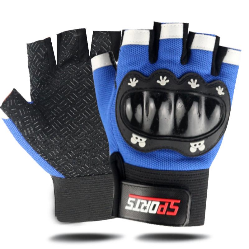 Kids' Tactical Half-Finger Motorcycle Gloves - Hard Shell Sports Cycling (Ages 5-12)