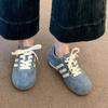 Retro Anti-velvet German Training Shoes with Laces, Comfortable and Lightweight Flat-bottomed Casual Shoes, Single Shoes, Small White Shoes,
