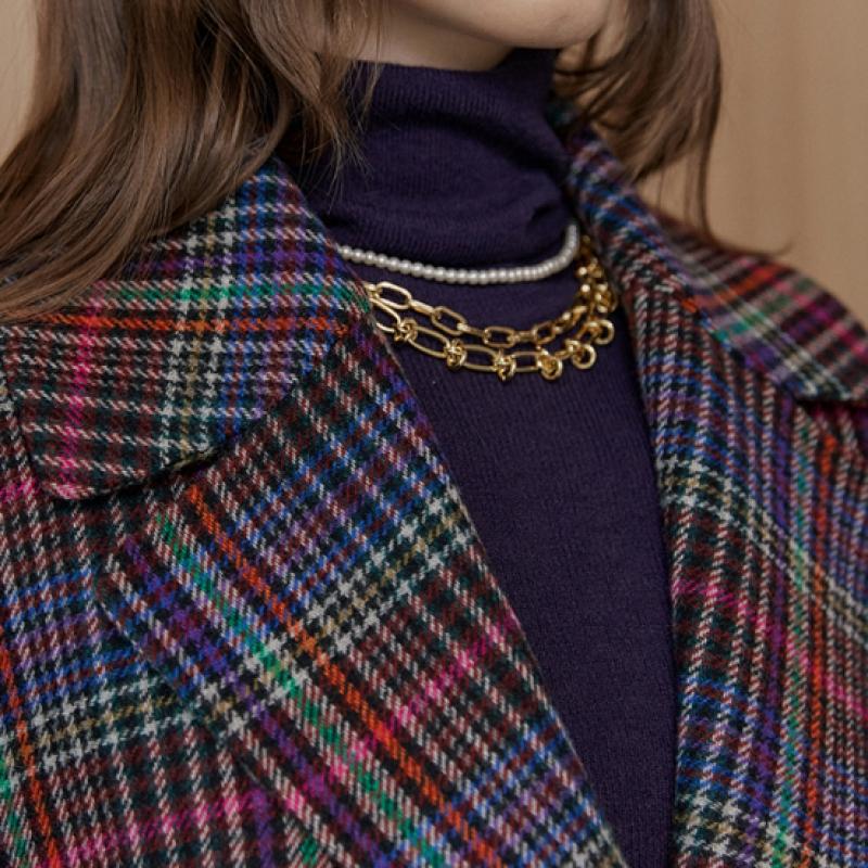 Maxza Multi Check Half Handmade Coat Cc10hc307on