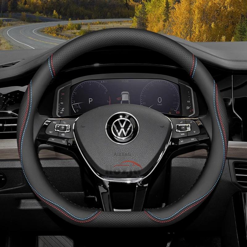Skórzana Pokrowiec na Kierownicę Samochodową do Volkswagen Tiguan T-cross Teramont Polo Jetta Caddy T-roc Tayron Crafter 2025 Akcesoria