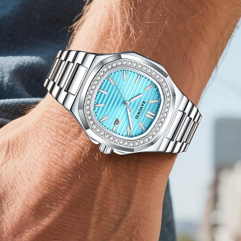 Man Watch Business Waterproof Luminous Date Men Wristwatch Stainless Steel Square Dial Quartz Men's Watches