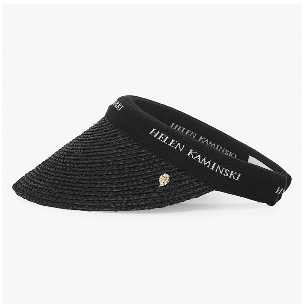 Helen Kaminski Hat50265 Cabl Bianca Charcoal Black Logo Visor Sun Cap