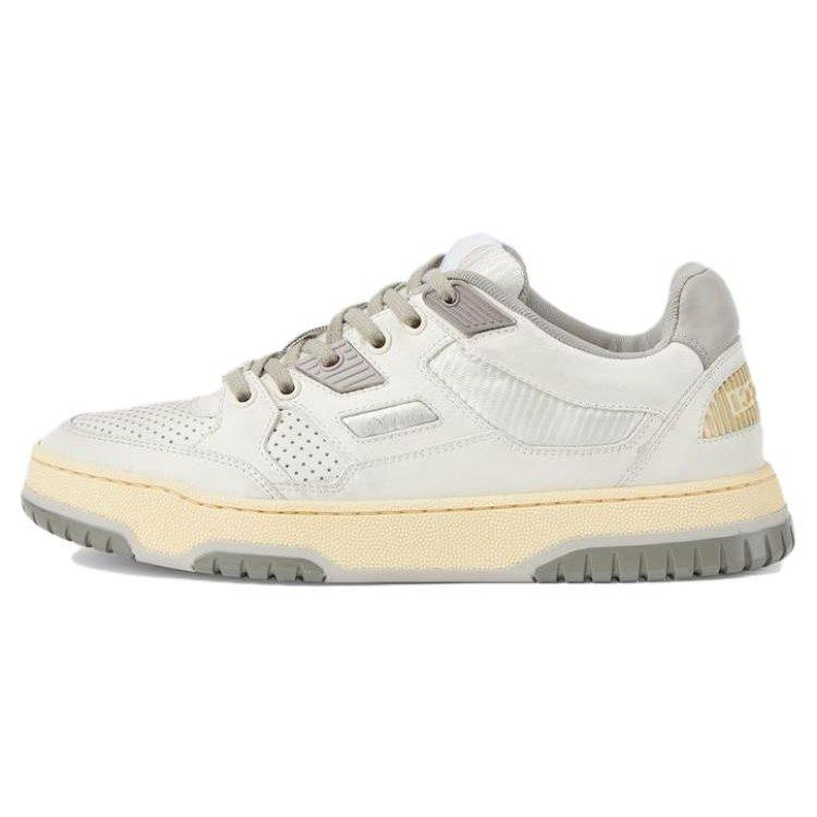 Gucci Scarpe da Skateboard Basse in Pelle Intrecciata Donna Ecrù 765340 AACV6 9160