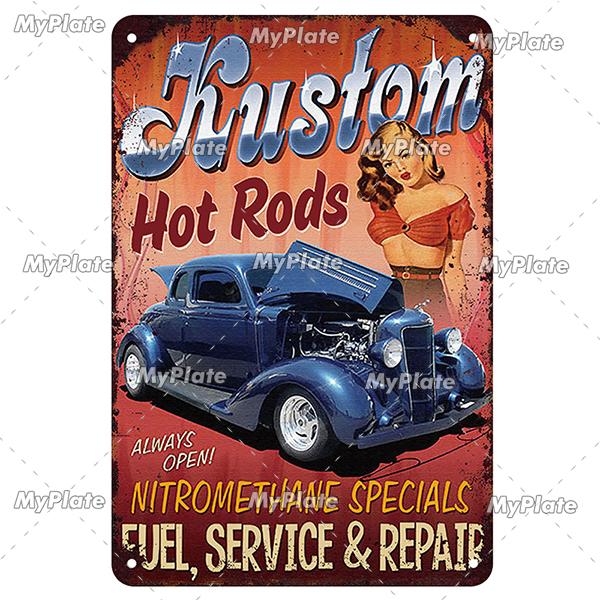 Motorcycle Garage Metal Sign Vintage Plaque Tin Sign Plate Wall Decor For Bar Man Cave Sign Pinup Girl Poster