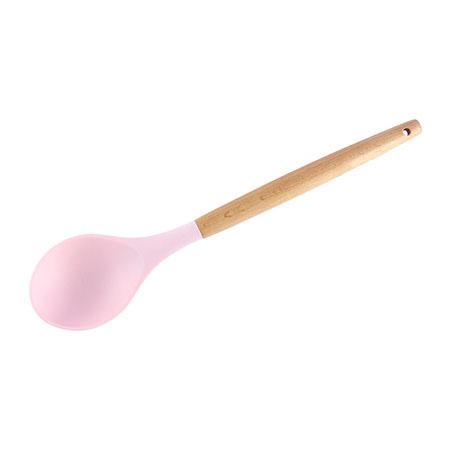 1PC Silicone Wood Turner Soup Spoon Spatula Brush Scraper Pasta Server Egg Beater Kitchen Cooking Tools Kitchenware Green/Pink