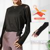Barifall Yoga Loose Fitness Long Women's T-Shirt, Fit, Top, Sleeve, Stretch, Moisture-Wicking, Quick-Drying, 030-BK-L