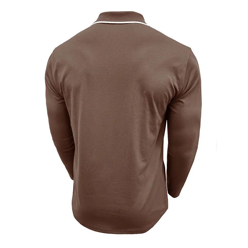 Casual Business Lapel Top Autumn and Winter Long-sleeved POLO Shirt Men's Lapel T-shirt Top Daily Wear Button