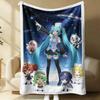 Hatsune Miku Flannel Blanket, Soft Home Throw, Nap Blanket, Sofa Throw, Anime Outdoor Travel Camping Blanket, Fans, Teens Gift
