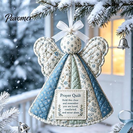 Quilted Angel Decoration Prayer Quilt Ornament, Filled Love Faith Christmas Decoration, Decorative for Mantel Handmade Keepsake Xmas Tree, Door Decor