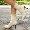 Fashion Fashion Slip On Slim Knitted Ankle Boots Women Plus Size Stretch High Heel Boots Woman Autumn Winter Thin Heeled Sock Booties