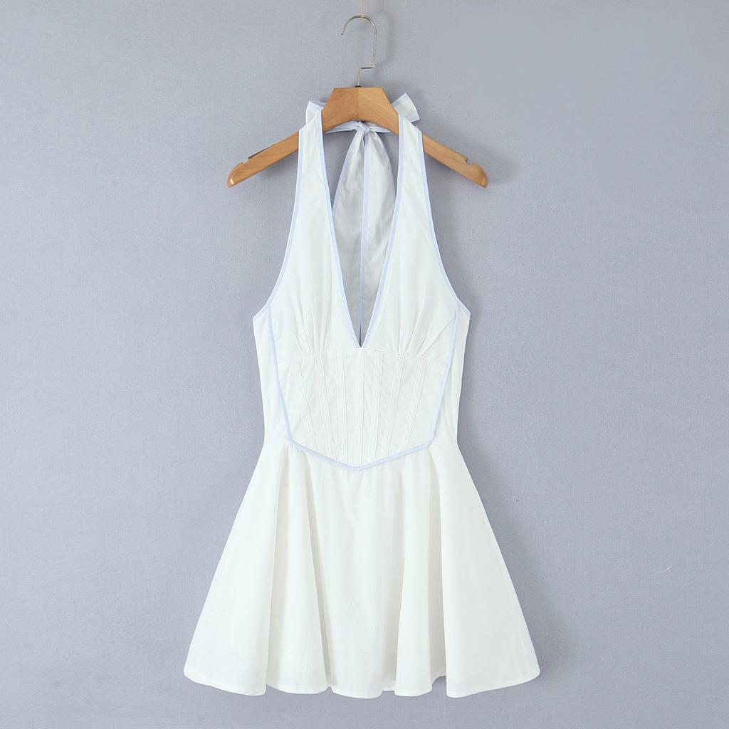 Sexy Simple Halter Mini Low Waist A-line Halter Dress