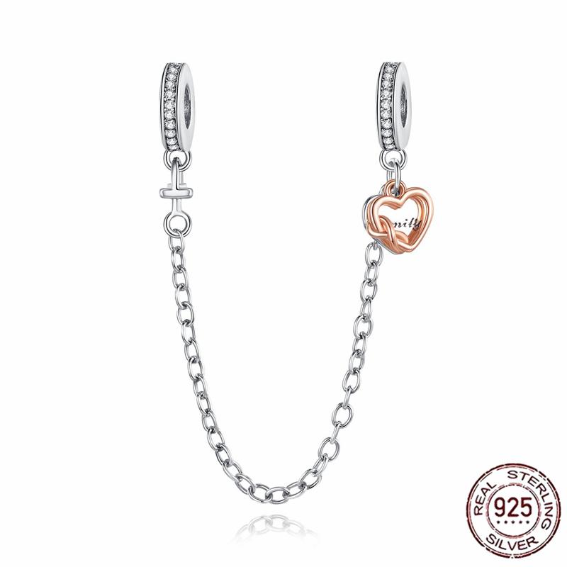 Stříbrný Křišťálový Pavé Bezpečnostní Řetízek Pevný Klip Pramen Přívěsek Vhodný pro Ženy Náramek Stříbrné Šperky Párty Narozeninový Dárek