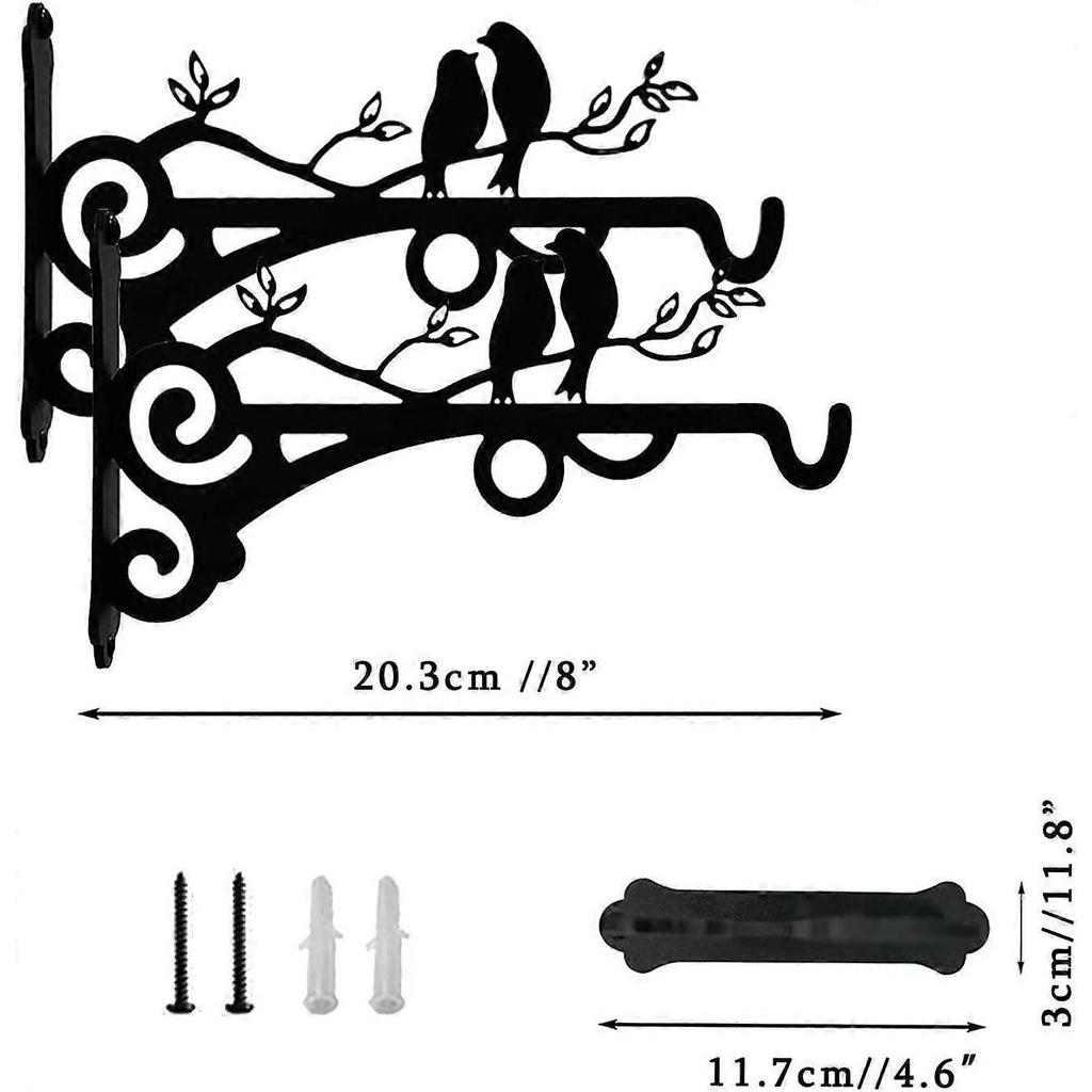 2PCS Rustproof Iron Hooks Hanging Basket Bracket - Outdoor Wall Hangers for Planters, Wind Chimes & Bird Feeders