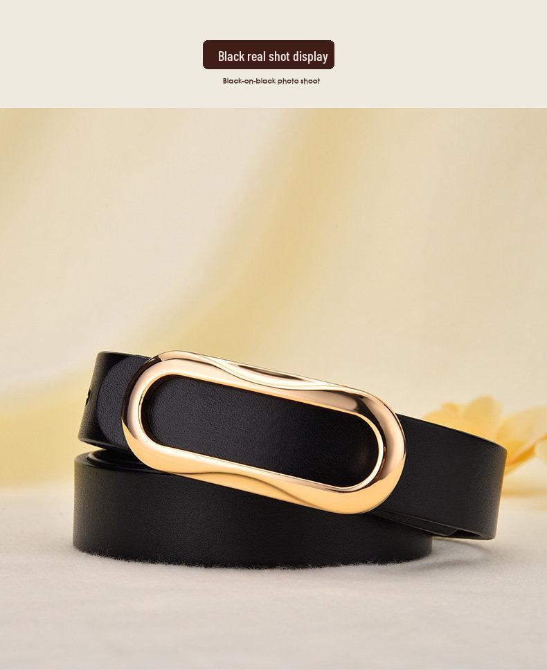 Women's Genuine Leather Black Waist Belt for Casual and Formal Wear
