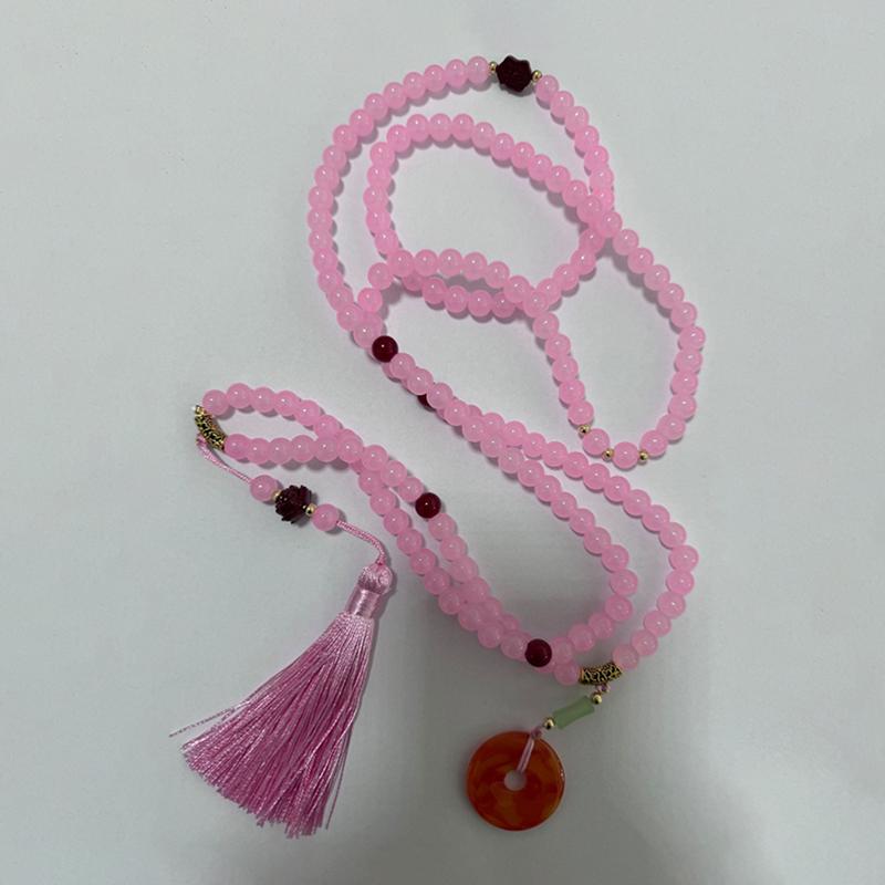 Retro Ethnic Style Necklace Chinese Style Beaded Tassel Choker Natural Stone Prayer Necklaces Women Cheongsam Necklace Jewelry