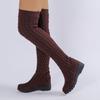 Fashion Stretch Boots Women's Autumn New Round Toe Knit Breathable Sleeve Non-Slip Wear-Resistant Wedge Flat Tall Socks Boots