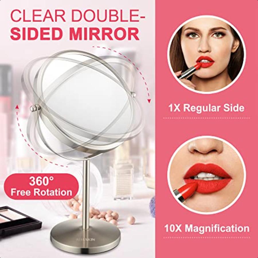 

ALHAKIN 10x Увеличивающее Зеркало для Макияжа 8 Дюймов Настольное Зеркало с 1X 10X Увеличением Двустороннее Настольное Зеркало для Макияжа в Ванной комнате United States