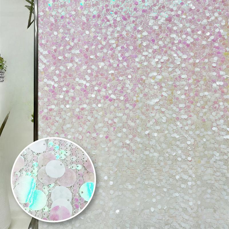 5+18mm Sequin Mesh Lace Fabric for Sewing High Quality Wedding Party Dress Clothing Patchwork DIY Apparel Sewing Supplies