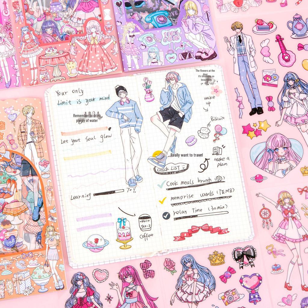 Cute Anime Girl Sticker Pack - Creative PET Stickers for DIY Journals and Decoration