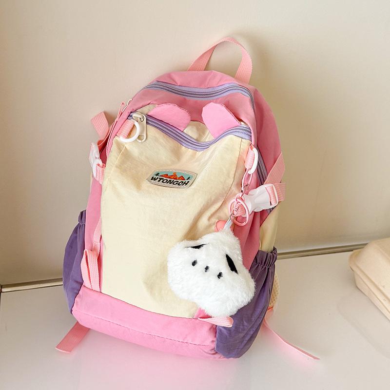 Korean Contrasting Color Children's Backpack New Outdoor Small Fresh Cartoon Dopamine Kindergarten Schoolbag Backpack
