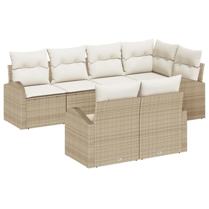 VidaXL Ensemble de canapés de jardin de 7 pièces avec coussins beige en poly rotin 3346081