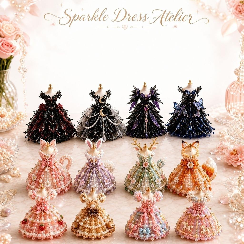 Handmade Beaded Dress DIY Kit for Crafting and Decoration Elegant Miniature Dress Model with Detailed Beadwork for Home Display