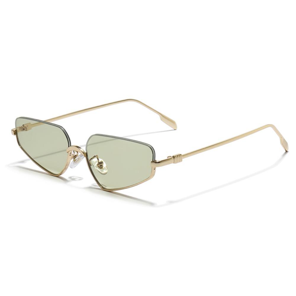 

Metal Frame Polygon Sunglasses UV400 Punk Style Semi-Rimless Sun Glasses Polygon Shape Cat Eye Sunglasses Outdoor Activities