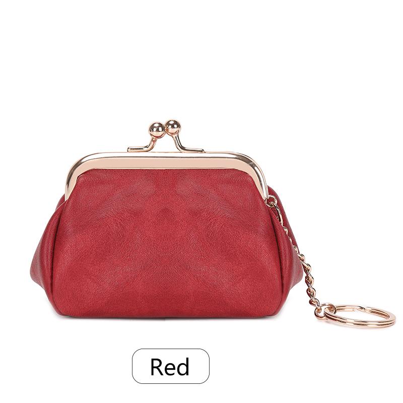 Portmonetka w stylu retro z mini zamkiem, codzienna przenośna i urocza podręczna torba do przechowywania dla dziewcząt, prosta torba na klucze w jednolitym kolorze