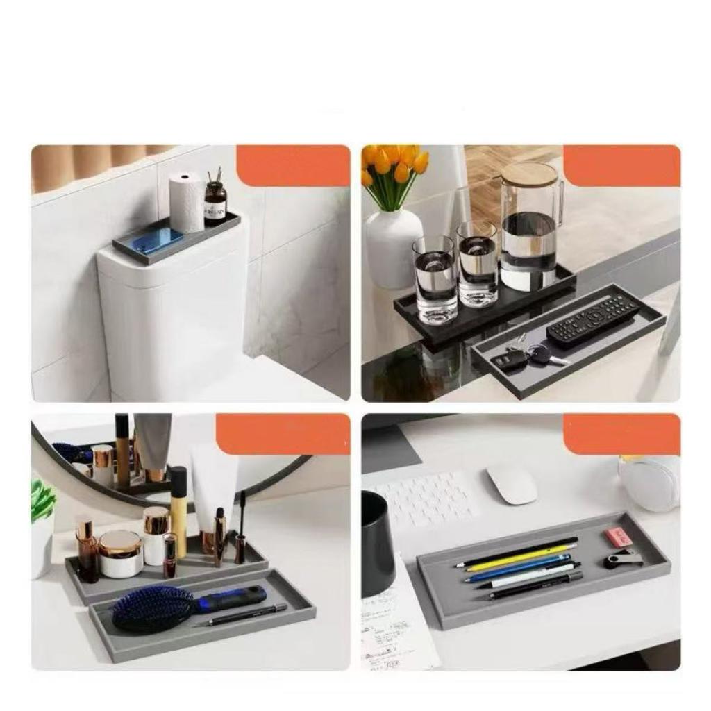 Bathroom Counter Tray Silicone Bathroom Vanity Tray Soap Dispenser Tray Countertop Storage For Dressing Tables