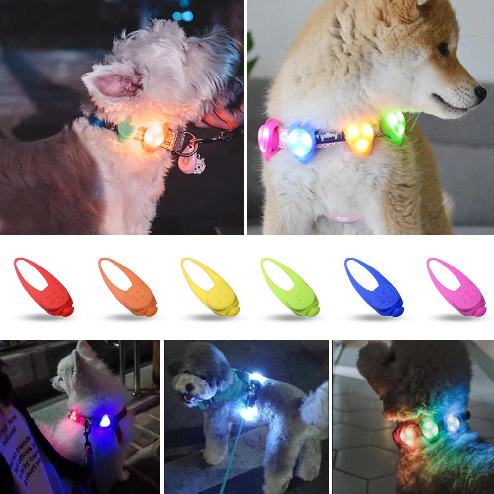 Safety Flashing Glow Light New Pet Led Silicone Rubber Pendant Blinking Led Collar Luminous Pendant for Pet Dog Puppy Necklaces