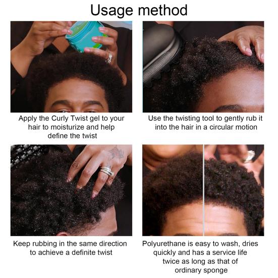 Afro Curl Hair Brush Portable Washable Dreadlock Twist Styler Black Men Curly Hair Brush Professional Home Salon Barber Hair Styling Brush