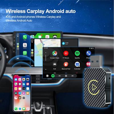 Adaptateur CarPlay sans fil 2 en 1 et adaptateur sans fil Android Auto, adaptateur sans fil CarPlay Plug & Play Type-C/USB Connexion automatique