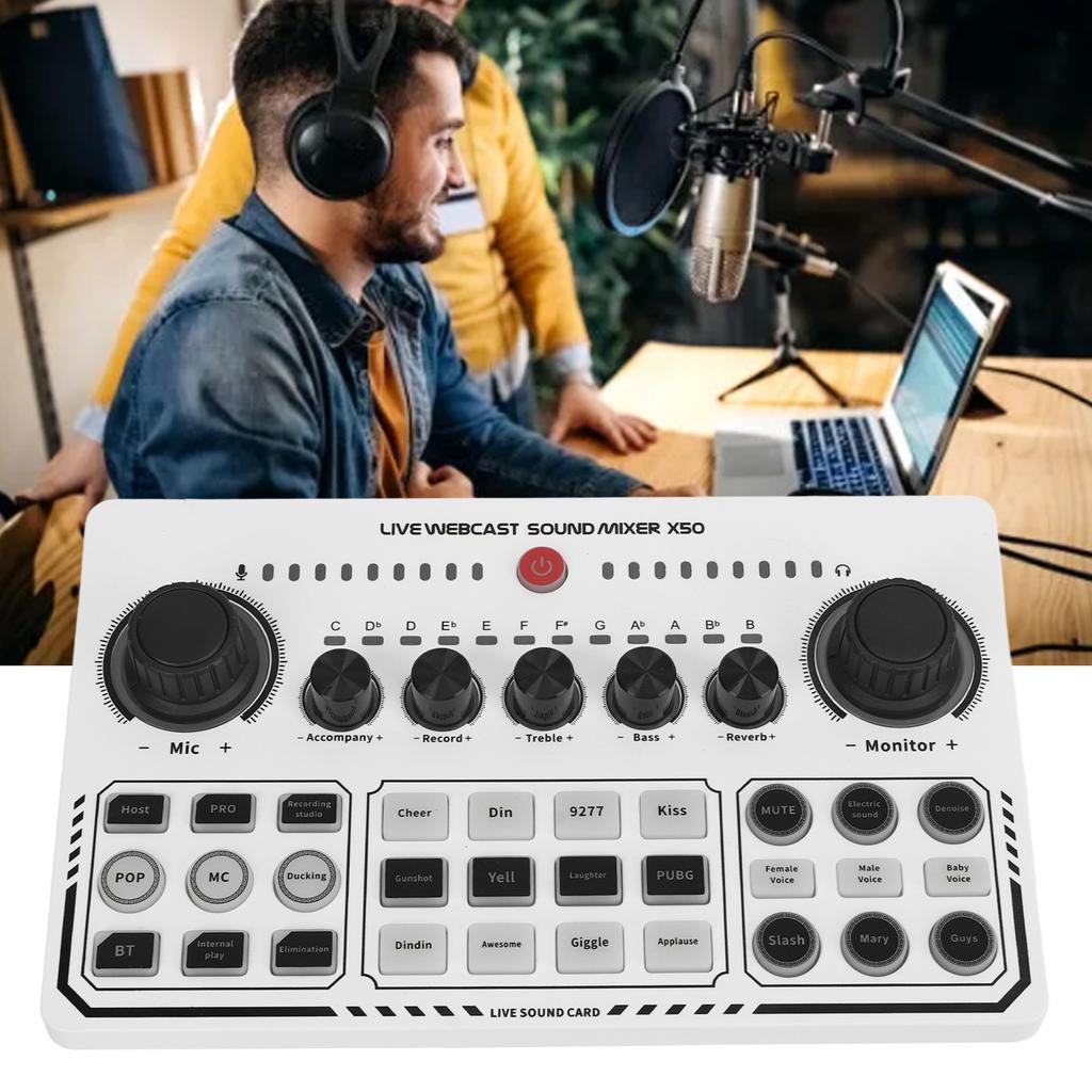 Live Sound Card Intelligent Noise Reduction USB Mini Sound Mixer Board for Music Recording Karaoke Singing