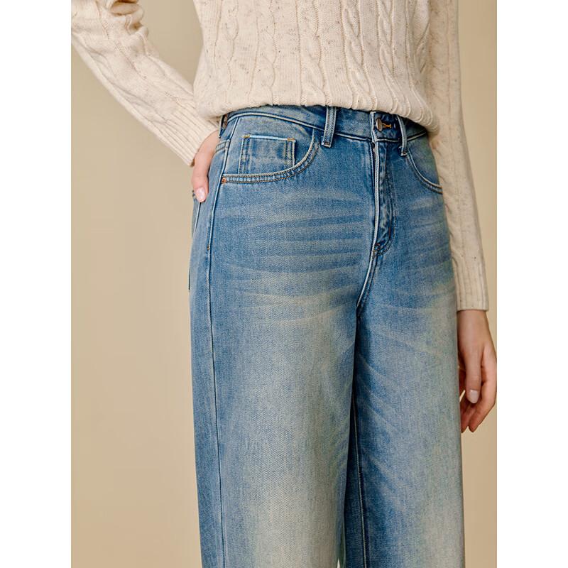 INMAN Women's Pure Cotton High-Waist Straight Jeans