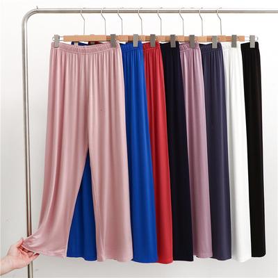 Elastisk midje, brede benbukser for kvinner Elegante ensfargede rette bukser med lommer Uformelle løse bukser Høy midjebukser Uformell Lounge Yogabukser