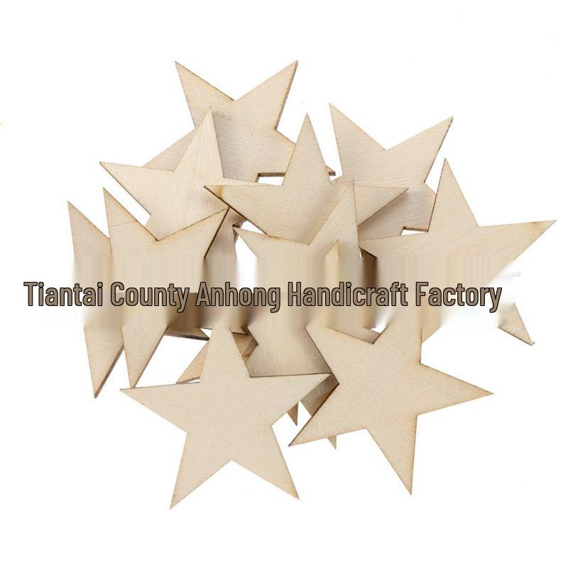 

Creative Five-Pointed Wooden Star Chips for DIY Christmas and Wedding Ornaments 8cm Diameter, 10 pieces