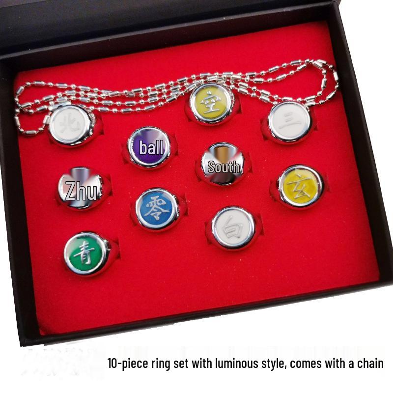 Set Inele Ninja: Akatsuki Itachi, Pain Six Paths, Orochimaru, Vermilion - Accesorii Anime