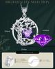 Amethyst Halskette Februar Geburtsstein Lebensbaum Motiv Platiniertes Silber 925 Amulett Amulett Schmuck Accessoire Geburtstag Geschenkverpackung