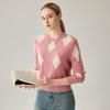 Zhaojun Women's Round Neck Diamond Knit Cashmere Sweater