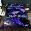 Shark Fish Print Soft Duvet Cover Set Lovely Underwater Animals Premium Soft Beding Set Children Tens Adult Peoples Blue Warm Comforter Cover Sets